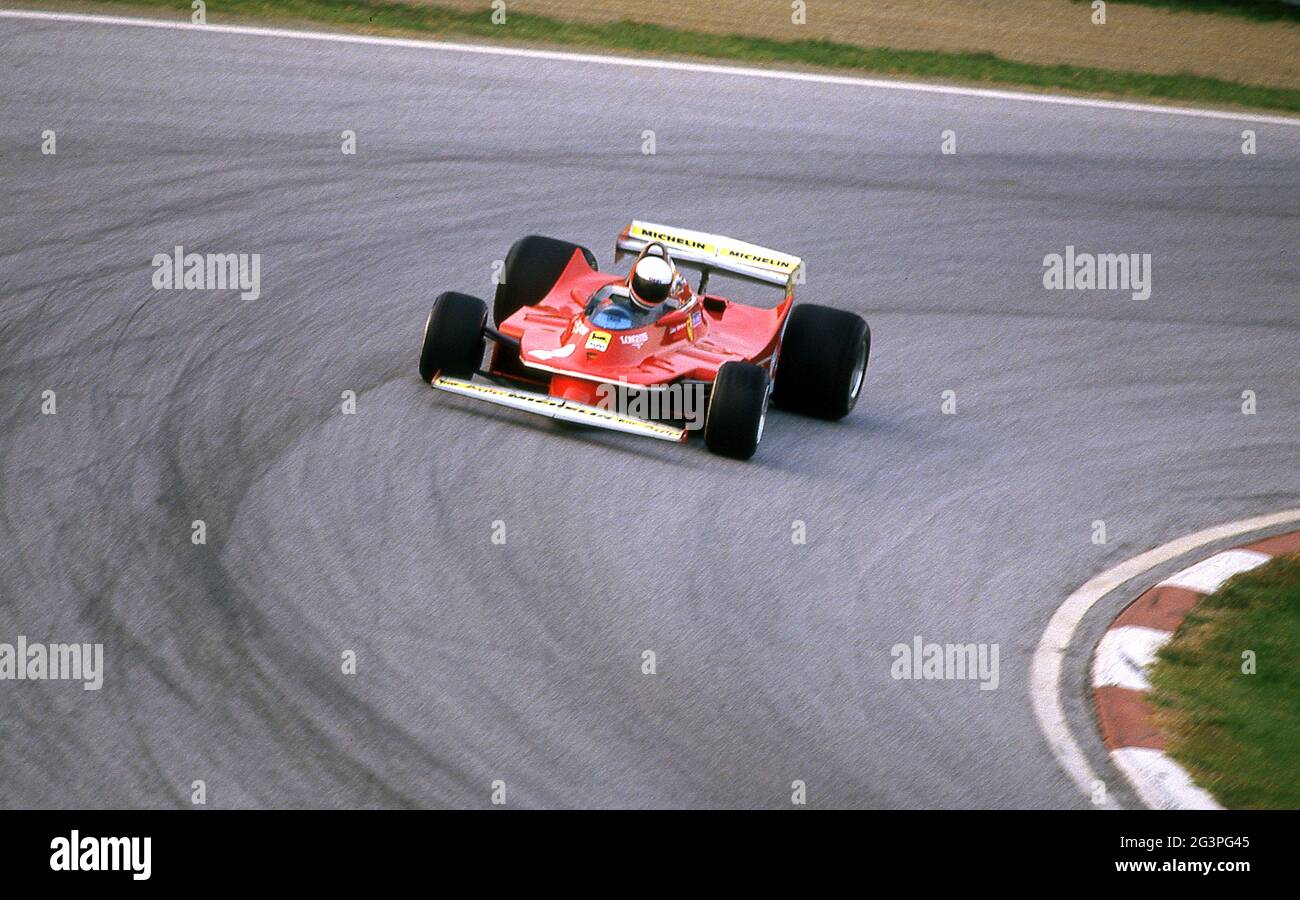 Gilles Villeneuve Ferrari F1 beim 40. Jubiläum von Ferrari im Autodrome Dino Ferrari Imola Italien Oktober 1987 Stockfoto