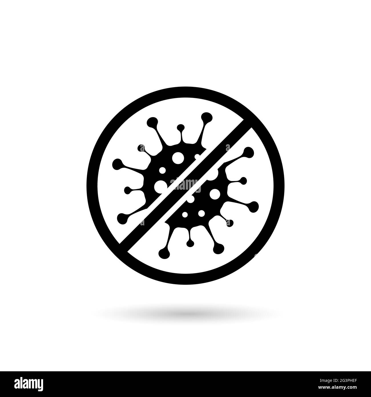 Black-Stop-Virus, Bakterien, Keime und Mikroben-Symbol auf weißem Hintergrund isoliert. Antibakterielle und antivirale Verteidigung, Schutz Infektion. Stock Vektor