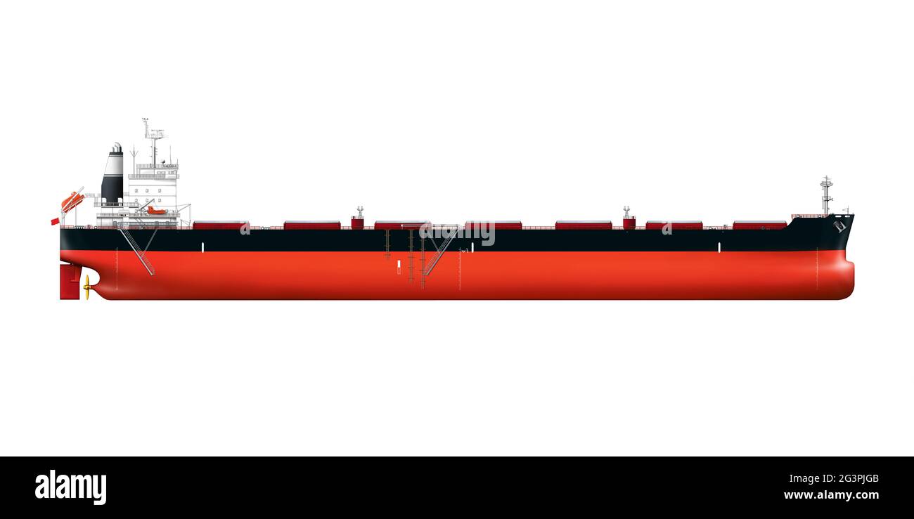 Bulk Carrier Frachtschiff 3D Seitenansicht Panamax 80+k DWT Stockfoto