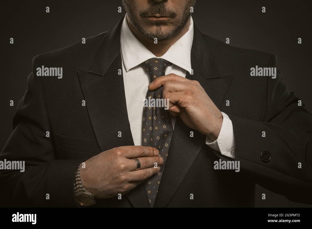 Geschäftsmann selbst einstellen Stockfoto