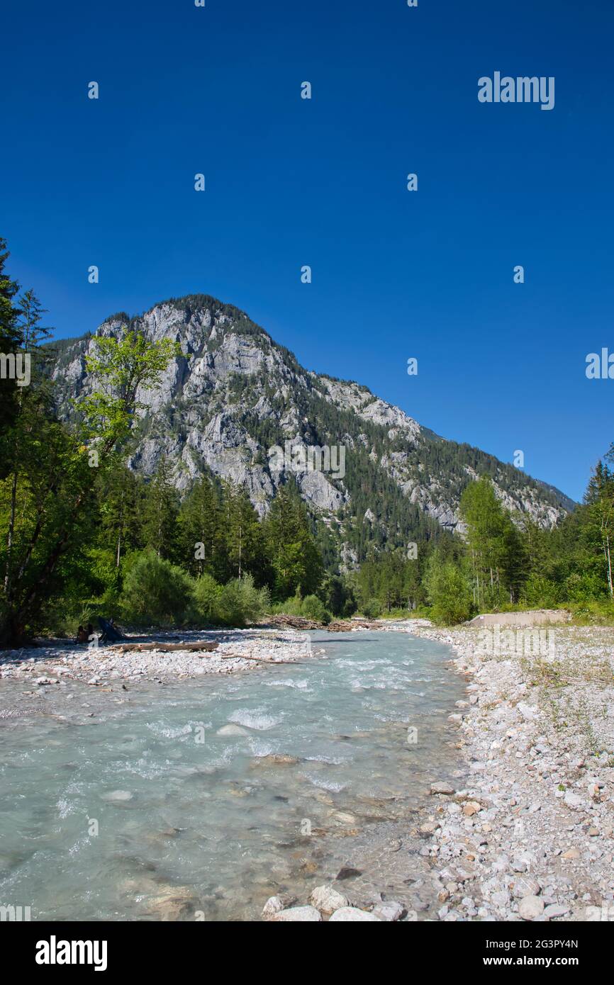 Am Ufer des Baches Johnsbach im Nationalpark Gesäuse in Österreich Stockfoto