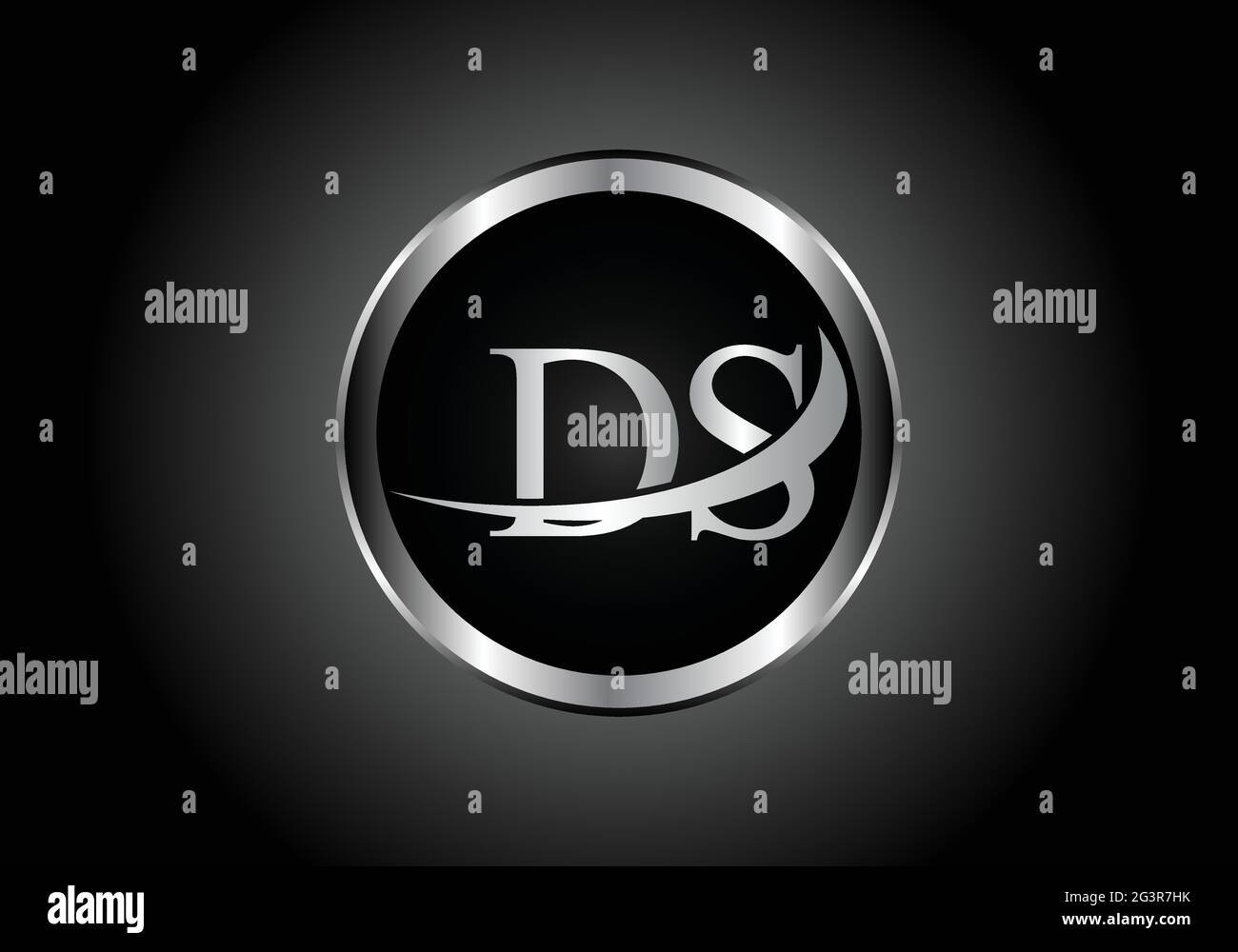 Silberner Buchstabe D S Metallkombination Alphabet Logo Icon Design mit grauer Farbe auf Schwarz-Weiß-Gradienten-Design für ein Unternehmen oder Unternehmen Stock Vektor