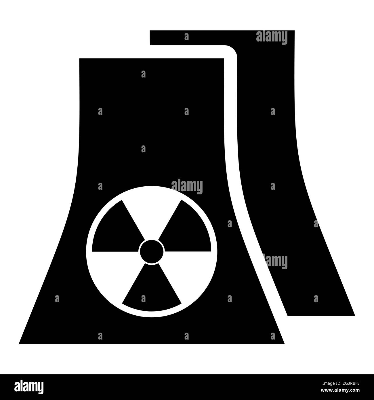 Einfacher Kernreaktor, Kraftwerksvektor-Symbol isoliert auf weißem Hintergrund Stock Vektor