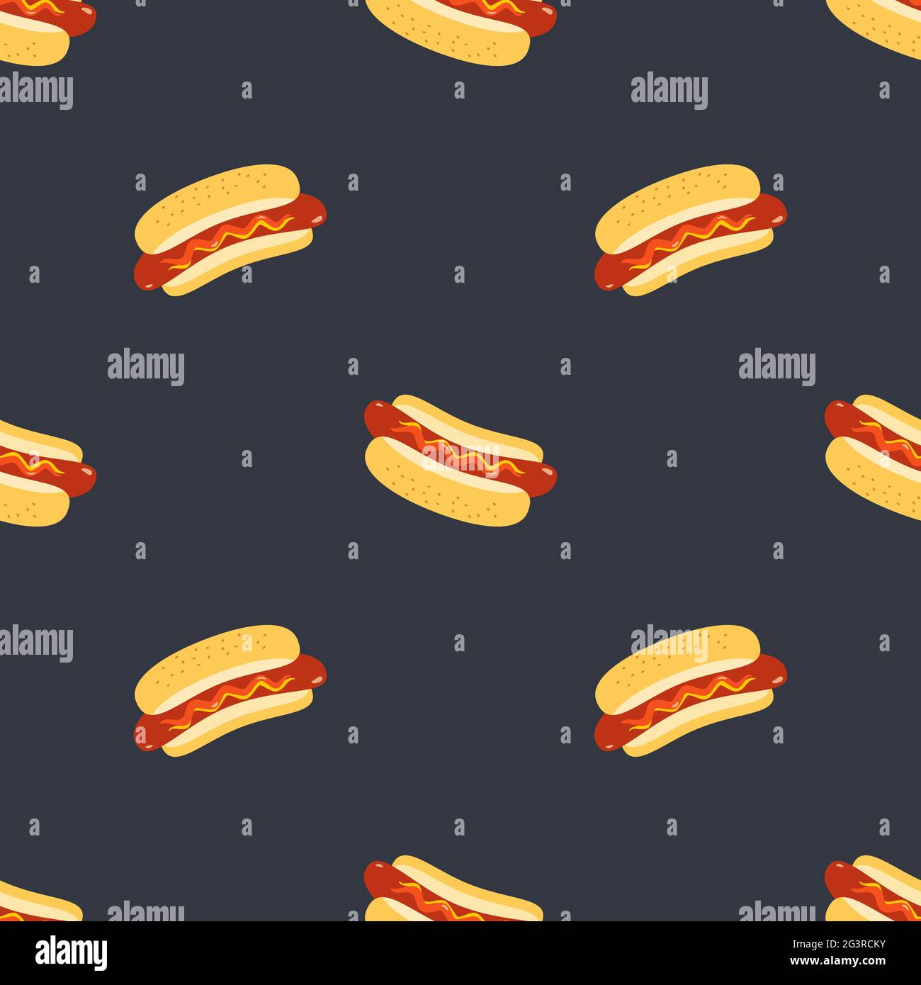 Hot Dogs Vektor nahtlose Muster Hintergrund Stock Vektor