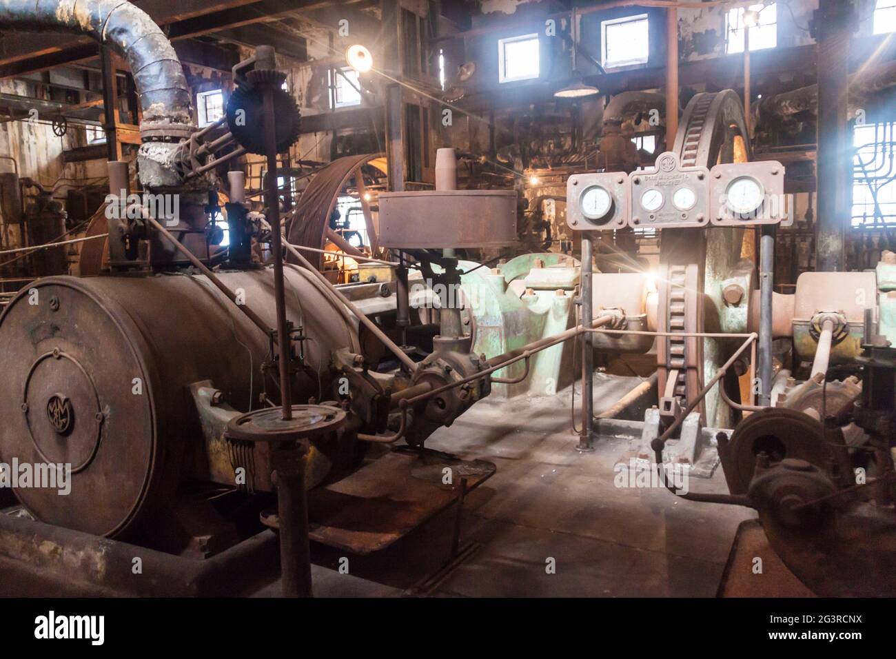 FRAY BENTOS, URUGUAY - 18. FEB 2015: Das Innere einer ehemaligen Fleischfabrik, heute Museum der industriellen Revolution. Stockfoto