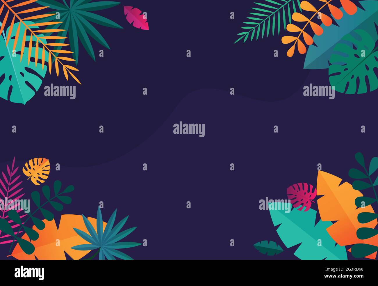 Einfache tropische Handfläche und Motstera Blätter natürlichen Hintergrund. Vektorgrafik EPS10 Stock Vektor