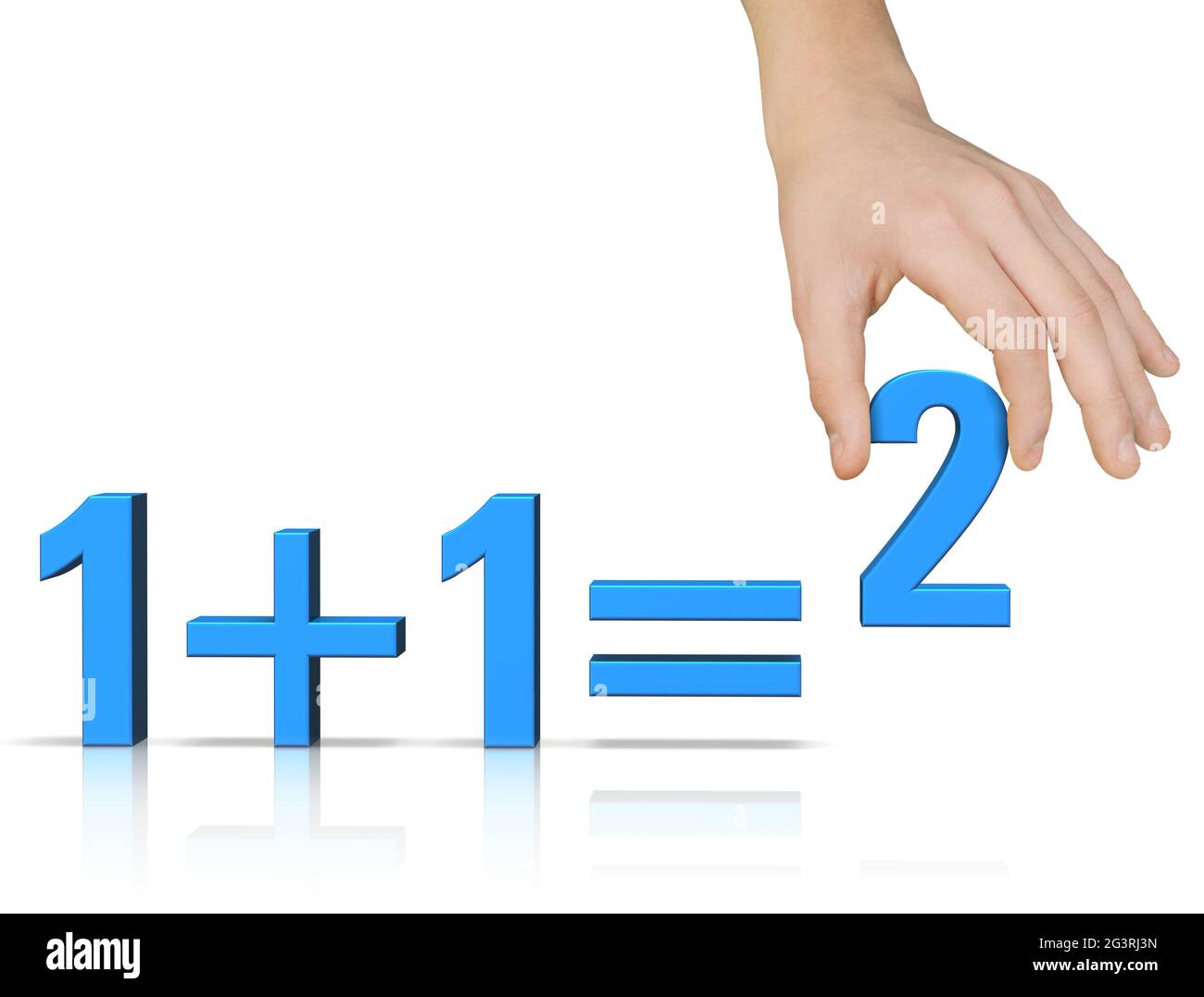 1+1=2, Symbolbild Thema Bildung/Mathematik Stockfoto