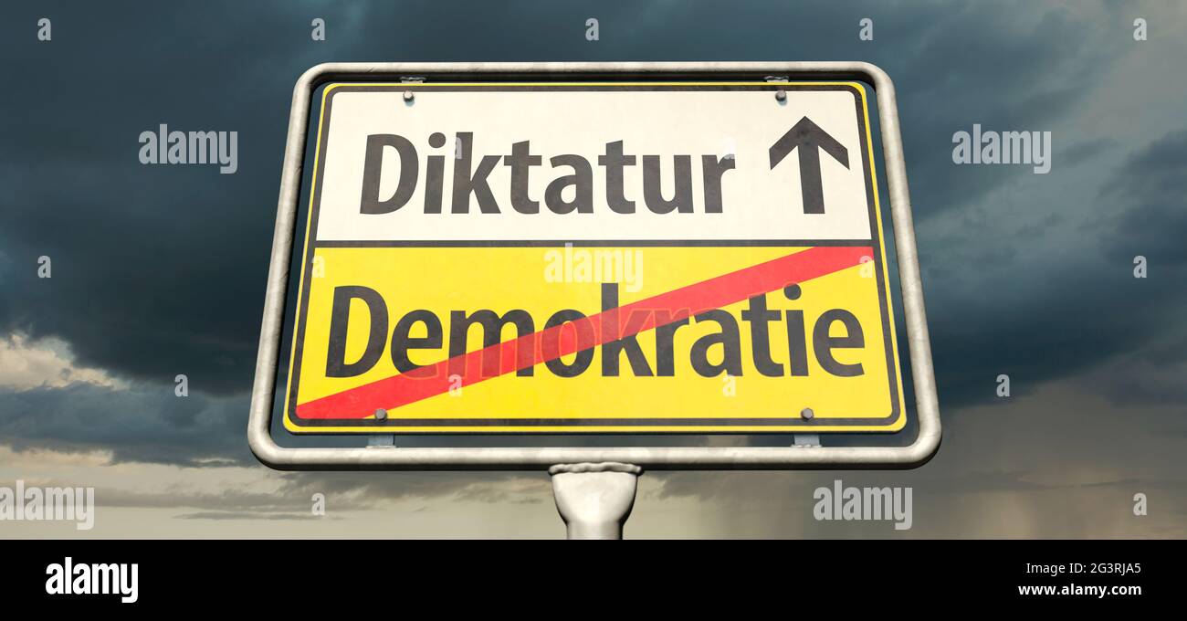 Demokratie beendet Diktatur beginnt Stockfoto