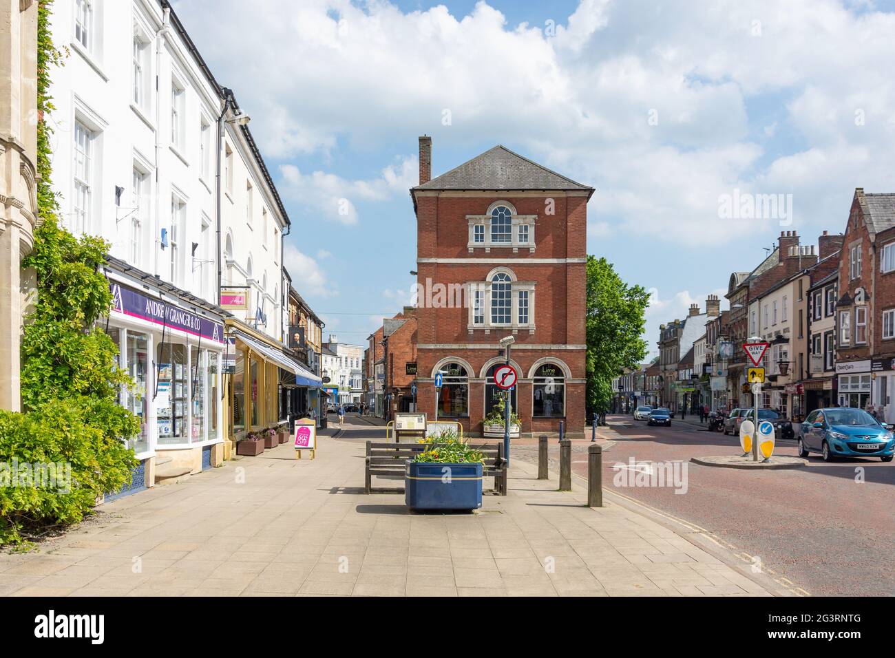 Old Town Hall, High Street, Market Harborough, Leicestershire, England, Vereinigtes Königreich Stockfoto