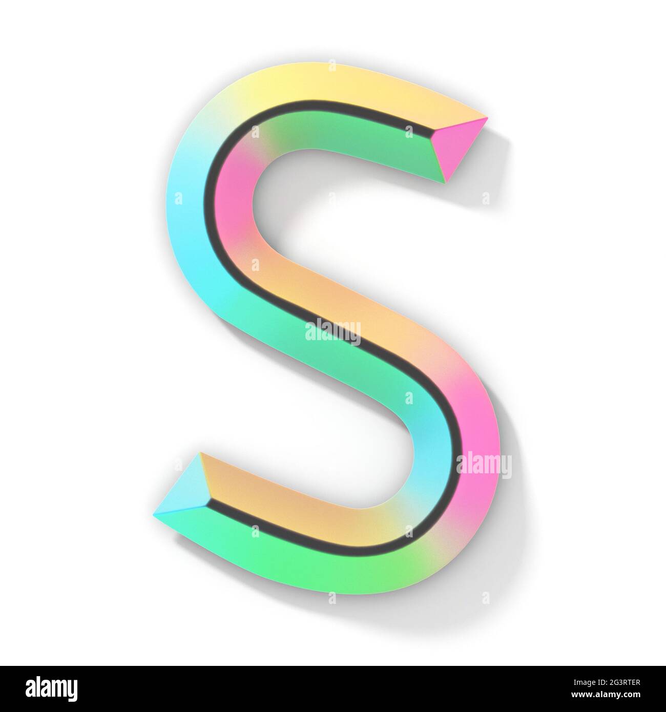 Neonfarbe helle Schrift Letter S 3D Stockfoto