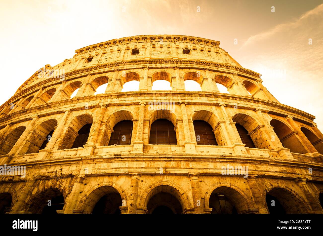 Kolosseum in Rom (Roma), Italien. Das berühmteste italienische Sightseeing. Stockfoto