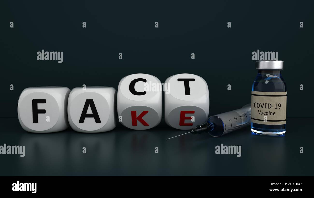 Coronavirus-Impfstoff Fake News Fakten Stockfoto