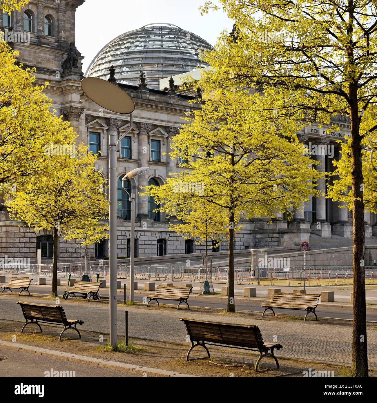 Reichstagsgebäude im Morgenlicht, Deutscher Bundestag im Regierungsbezirk, Deutschland, Berlin Stockfoto