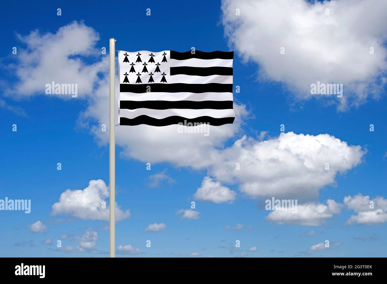 Flagge der Bretagne, Gwennhadu, Frankreich, Bretagne Stockfotografie