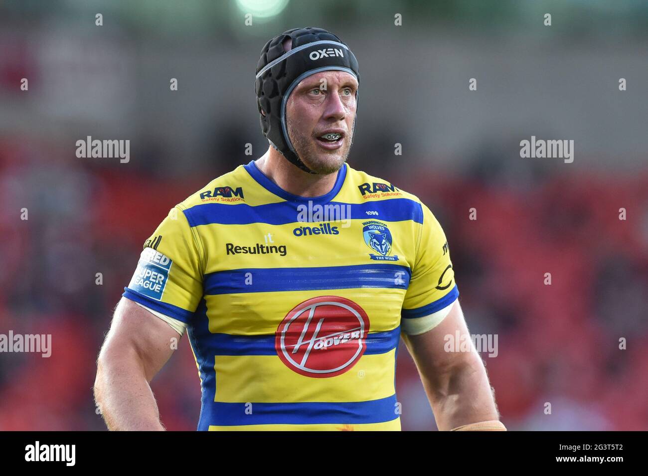 Chris Hill (8) von Warrington Wolves während des Spiels Stockfoto