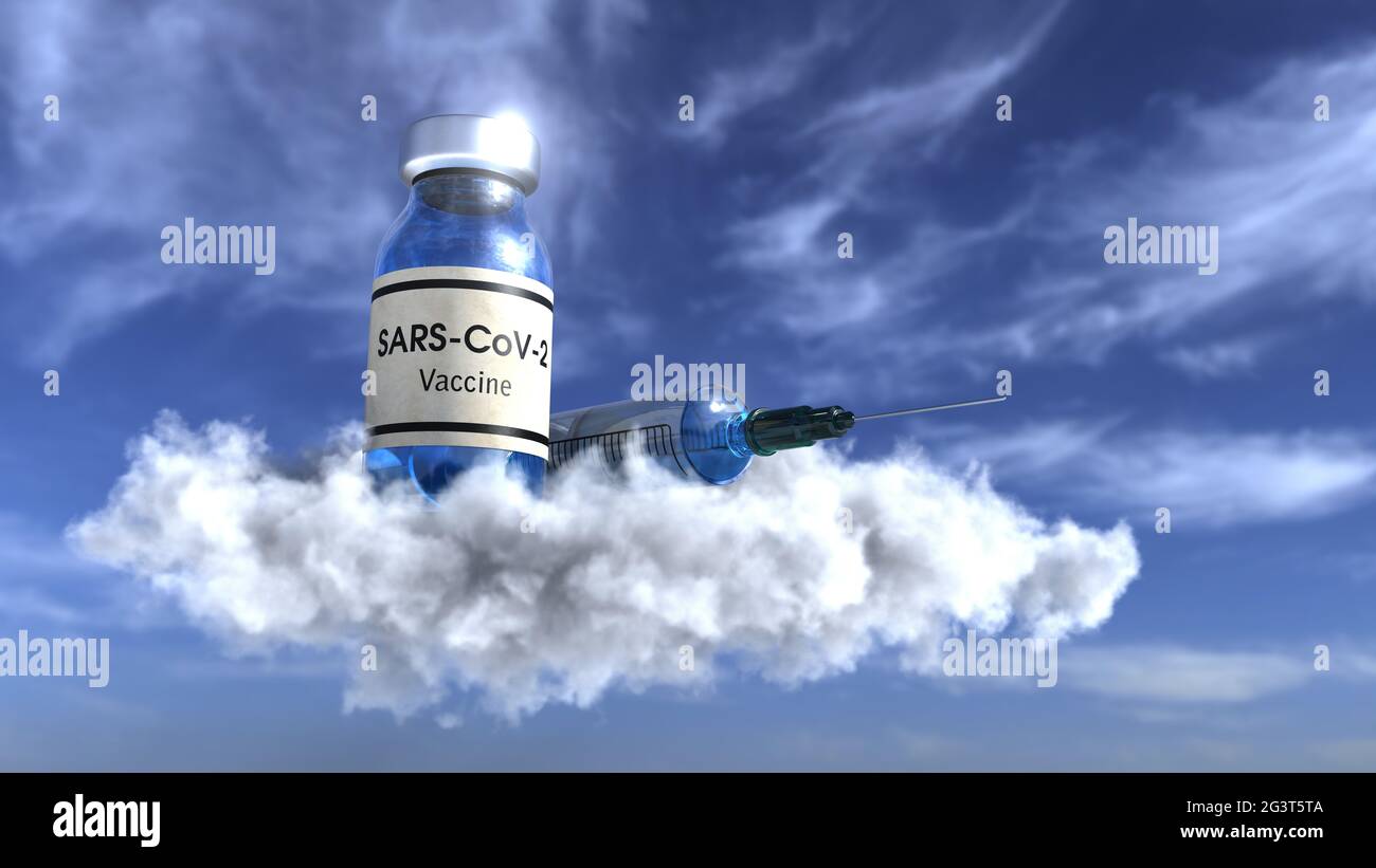 Impfstoff am Himmel Stockfoto