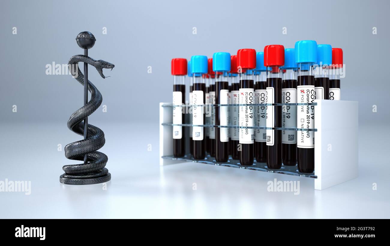 Aesculapian Statue Positive Bluttests Stockfoto
