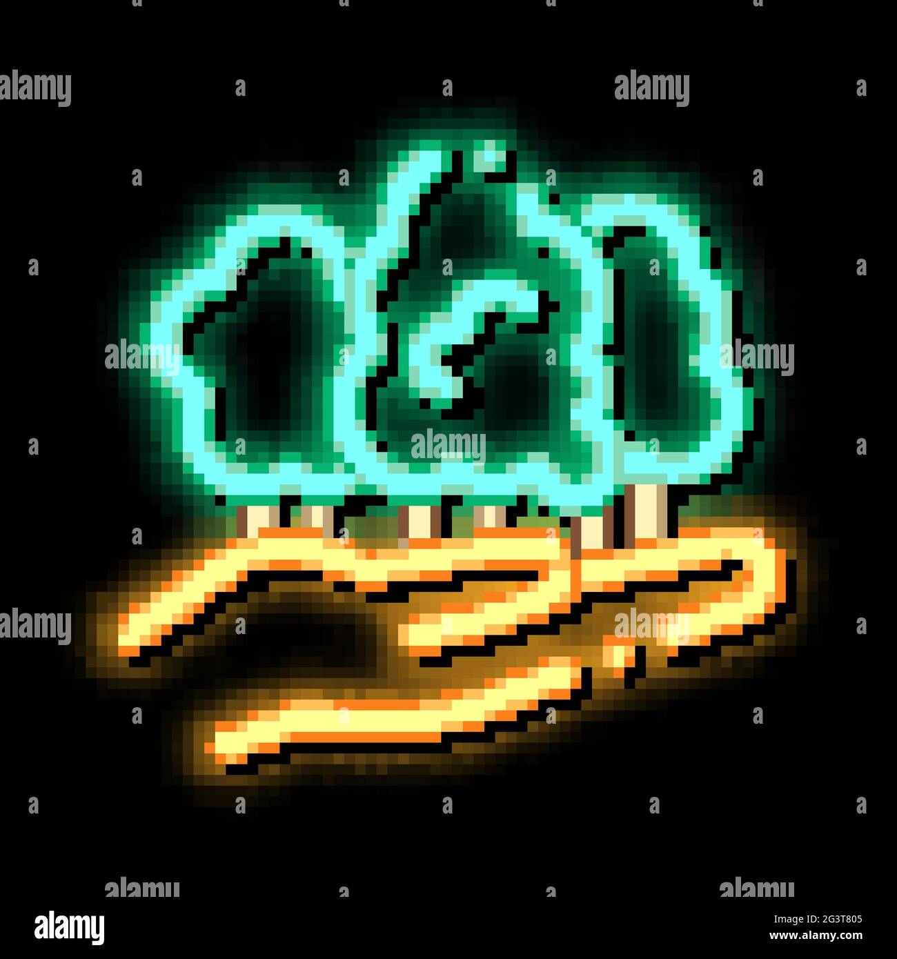 Waldsicheres Neonlicht-Symbol-Illustration Stock Vektor