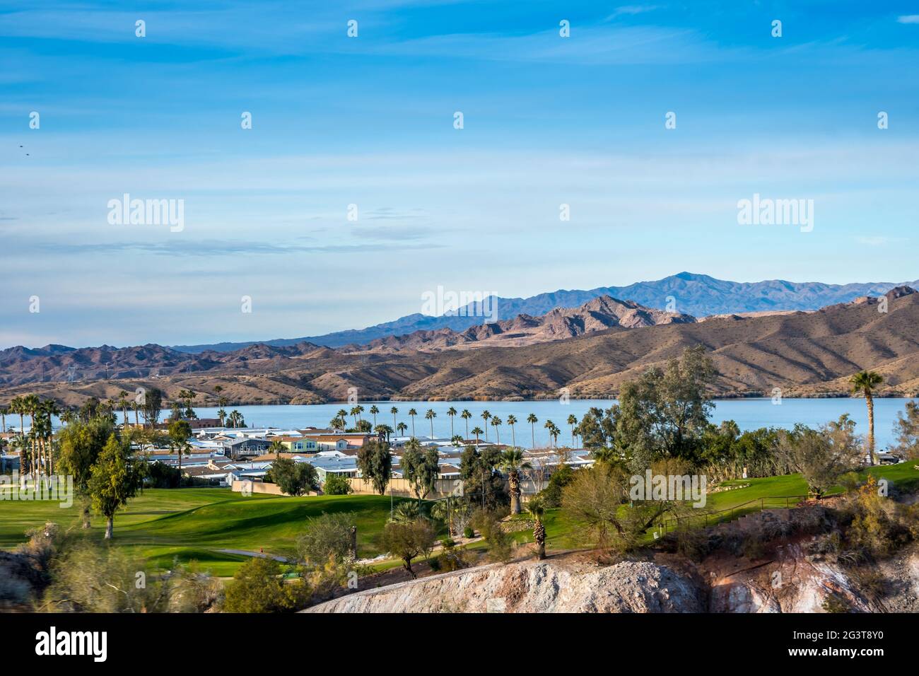 Ein atemberaubender Blick auf den Fluss in Parker Dam Road, Arizona Stockfoto