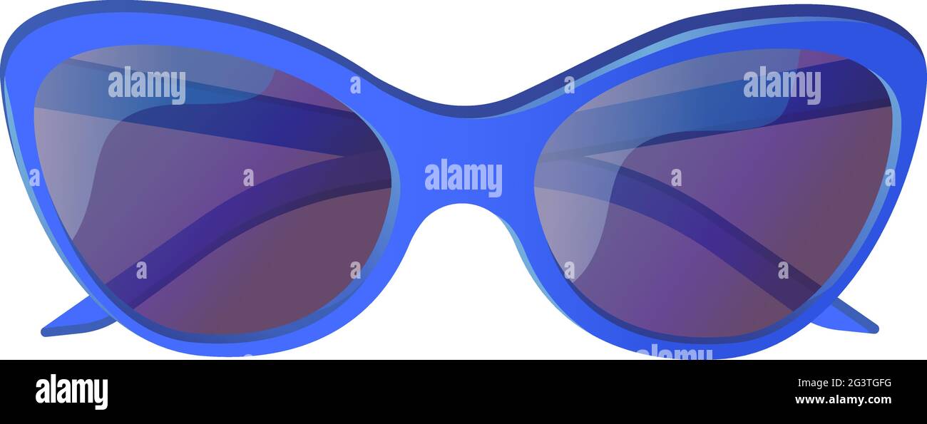 Blaue uv-Sonnenbrille mit Katzenaugen. Sonnenschutzkonzept. Stock Vektorgrafik isoliert auf weißem Hintergrund in flachen Cartoon-Stil Stock Vektor