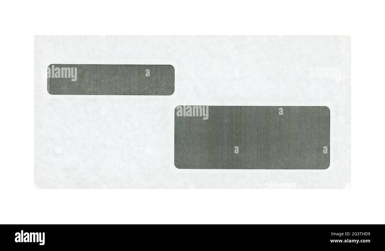 Briefumschlag auf weißem Papier isoliert Stockfoto