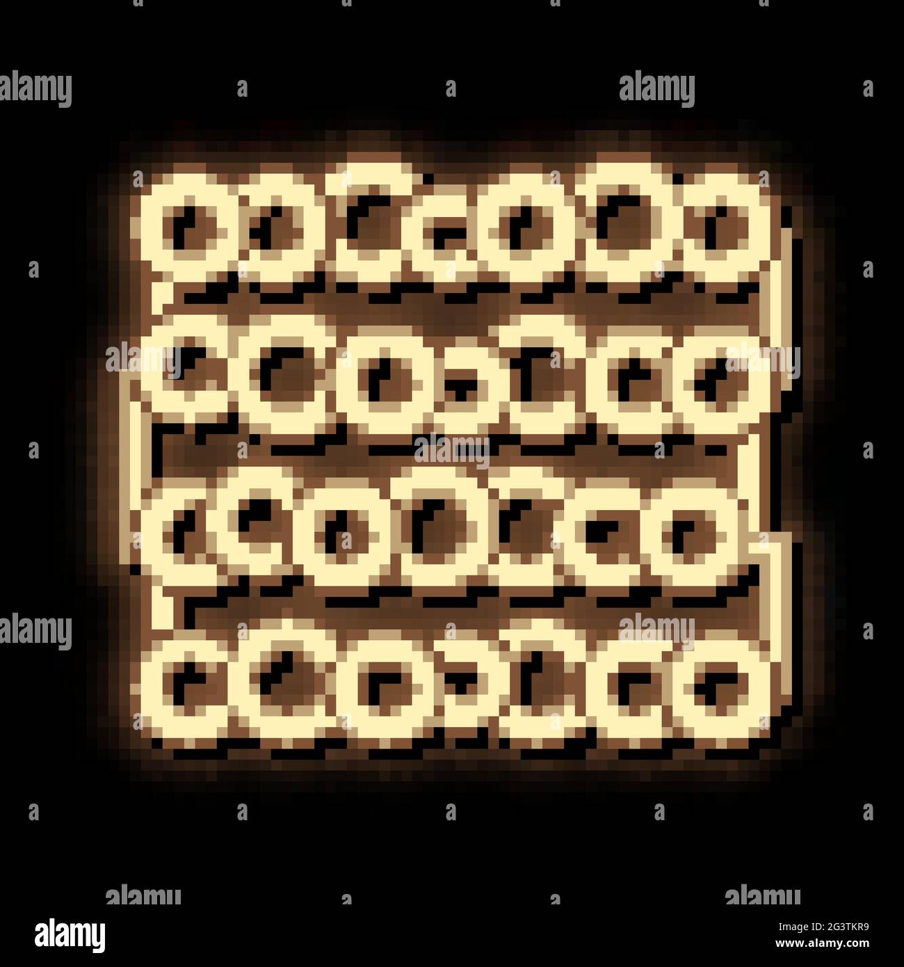 Baumstamm Haufen Neon leuchten Symbol Illustration Stock Vektor