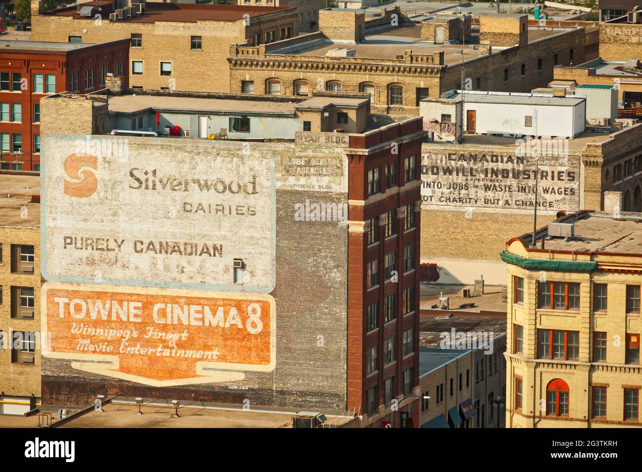Dächer in der Innenstadt von Old Winnipeg Manitoba Stockfoto