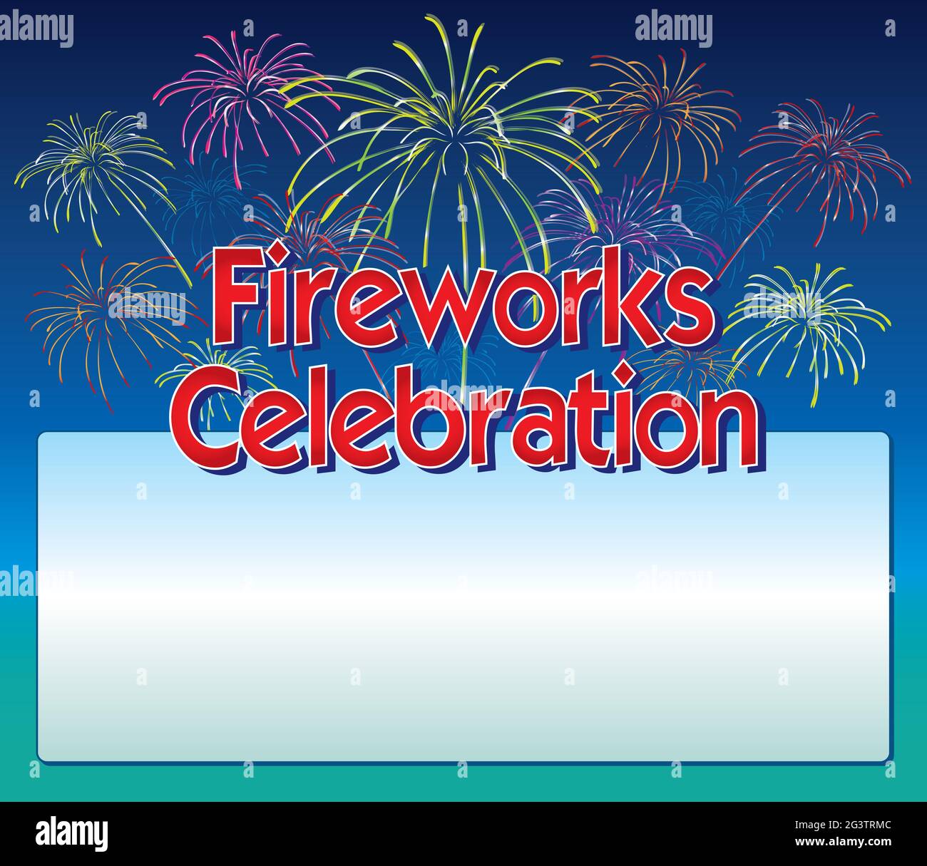 Vorlage mit blauem Hintergrund für Feuerwerk Stockfoto