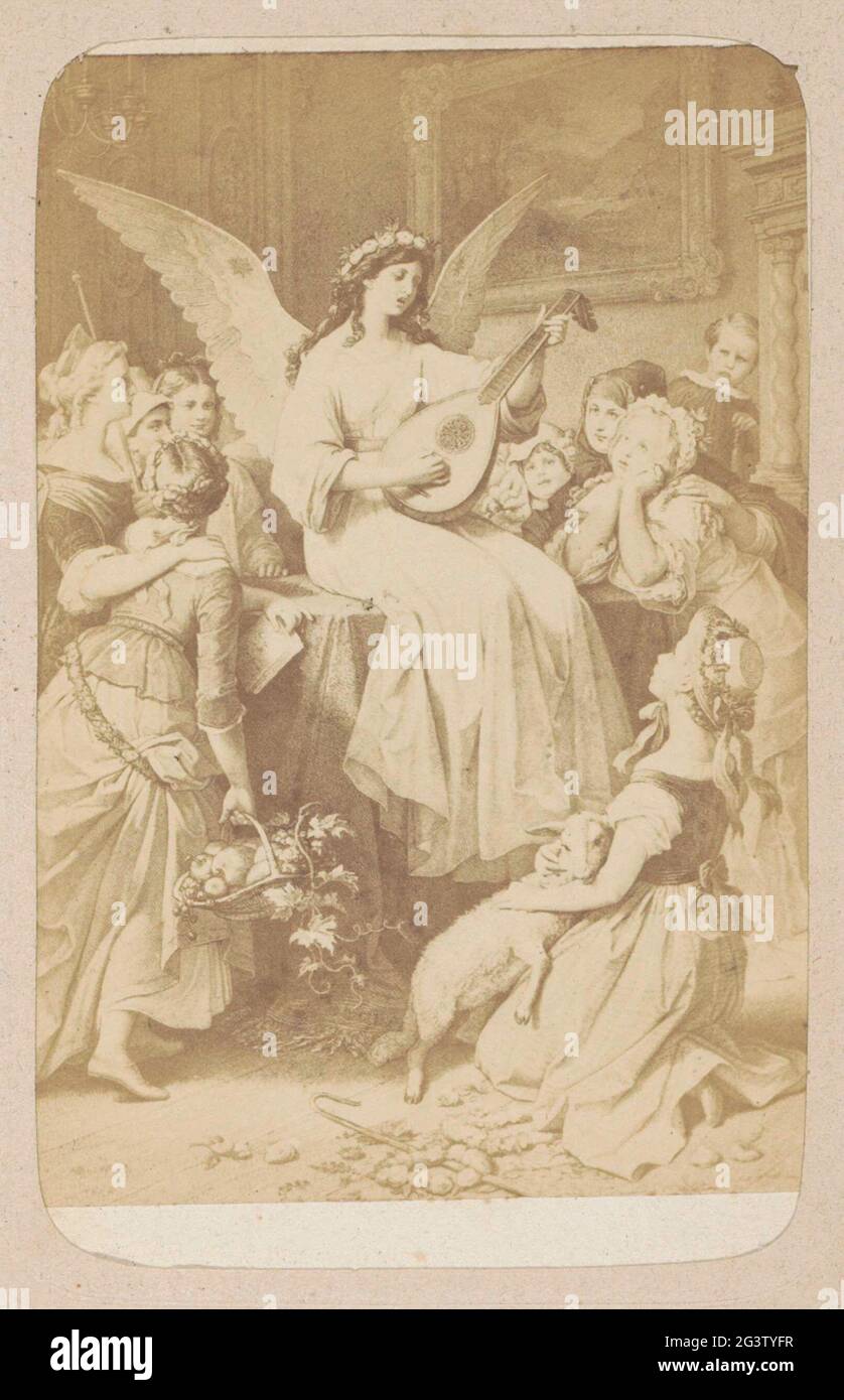 Fotoproduktion eines (vermutlich) bei der Arbeit von W. von Kaulbach verdruckten Drucks: Mignon (Wilhelm Meister); Mignon (Wilhelm Meister) W. von Kaulbach. Teil des Fotoalbums mit 16 Cartes-De-Visite von Frauenfiguren aus dem Werk von J.W. Von Goethe. Stockfoto