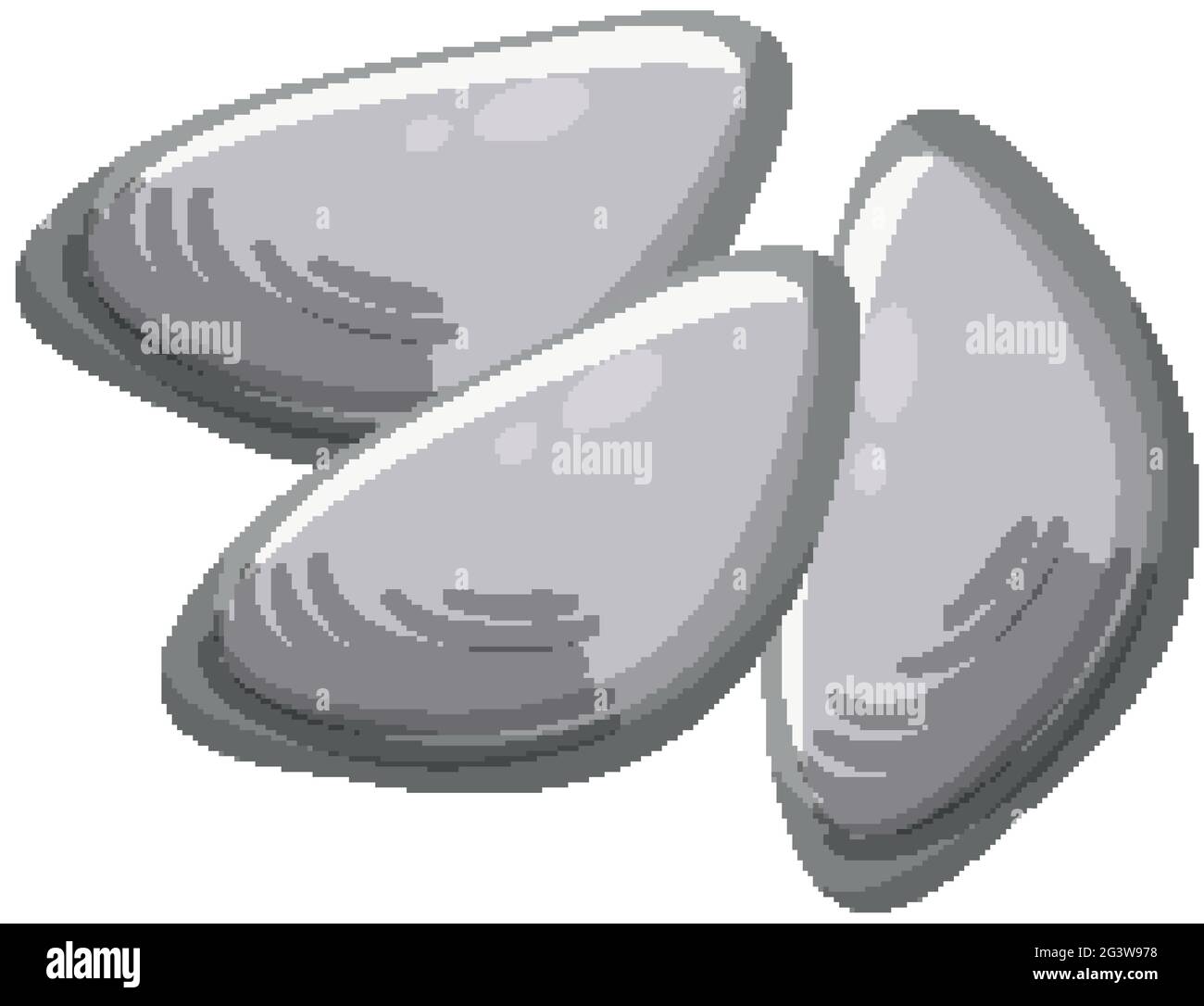 Austern oder Muscheln im Cartoon-Stil auf weißem Hintergrund Stock Vektor