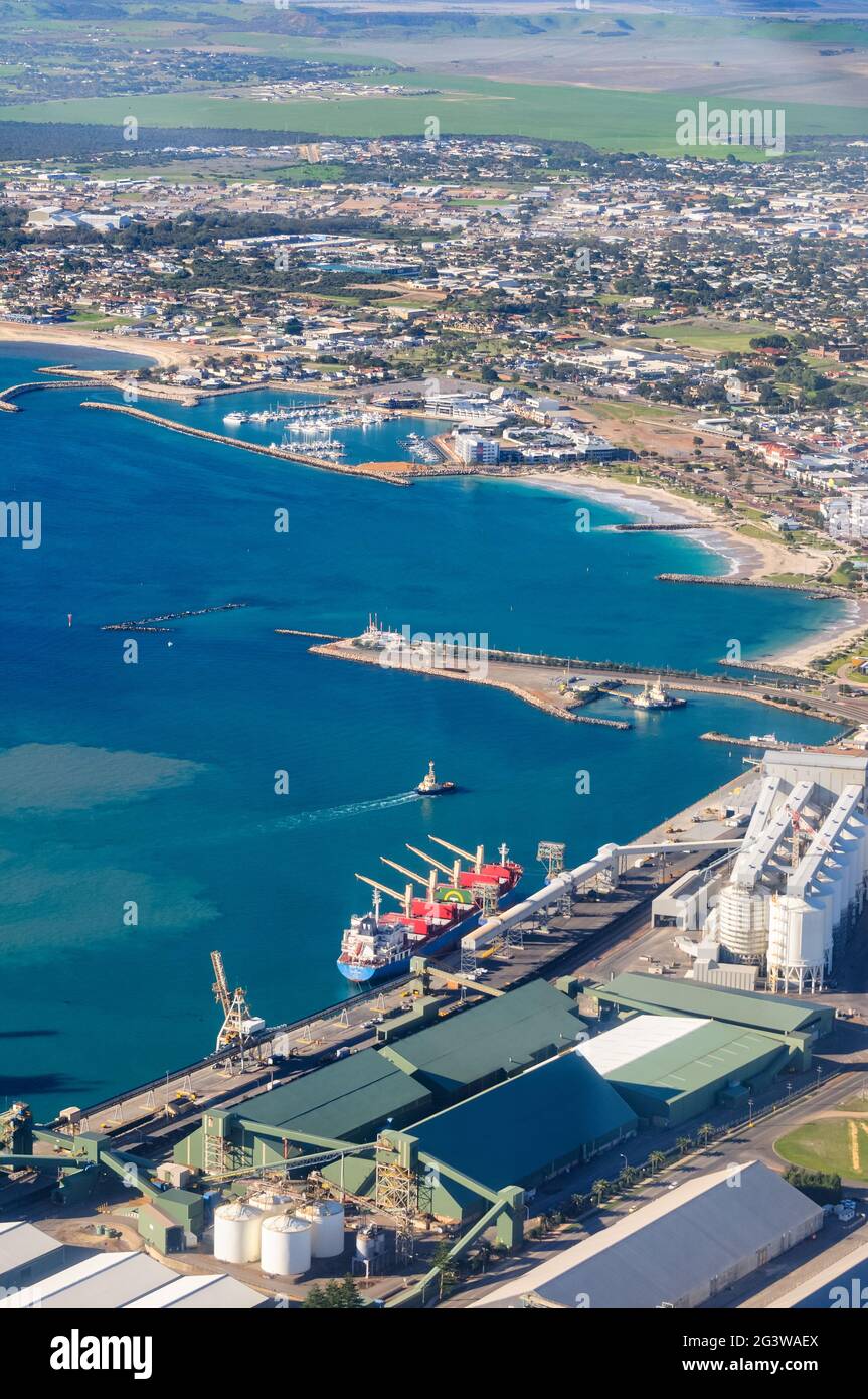Luftaufnahme eines Hafens in Geraldton, Australien Stockfoto