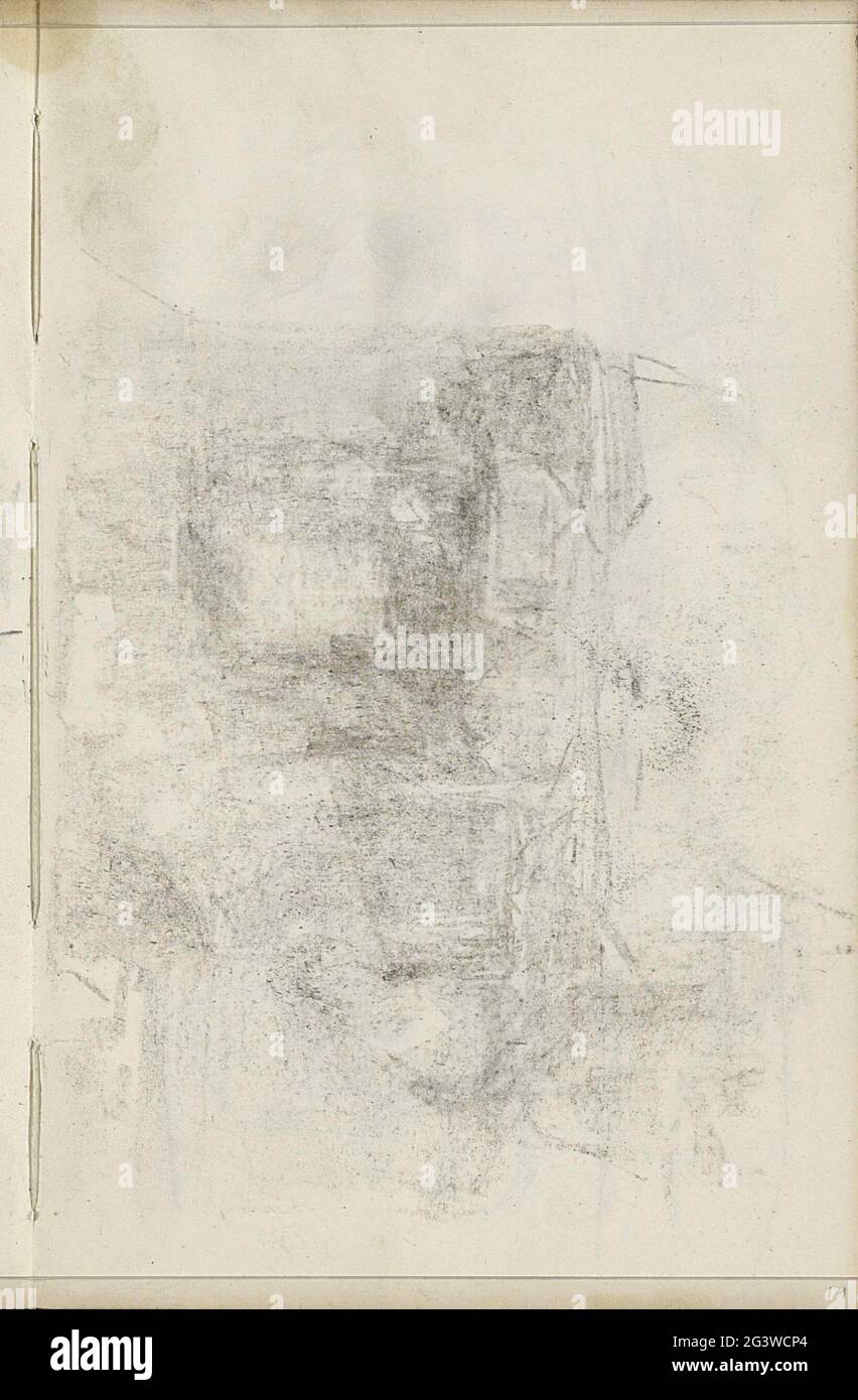 Abklatsch der Kreidezeichnung. Die Zeichnung ist im Skizzenbuch nicht mehr verfügbar. Blatt 14 Recto aus Skizzenbuch XXXVI mit 26 Blatt. Stockfoto