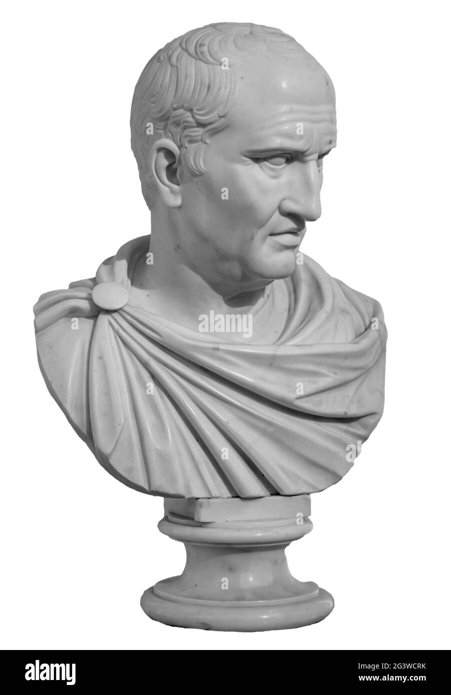 Alte weiße Marmorskulptur Büste von Cicero der Politiker, Philosoph und Redner lebte im antiken Rom Stockfoto
