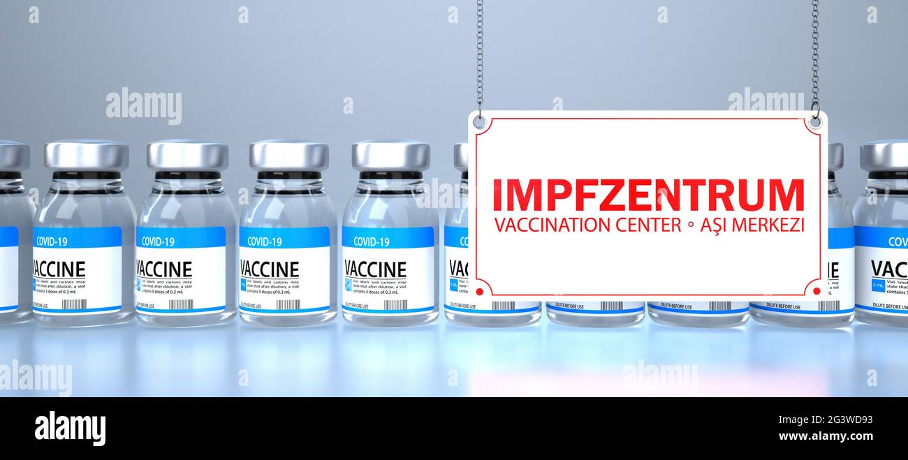 Impfflaschen Impfzentrum Stockfoto