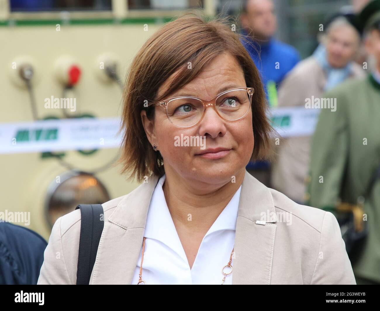Birgits MÃ¼nster-Rendel Geschäftsführerin des Verkehrsunternehmens MVB Magdeburg Stockfoto