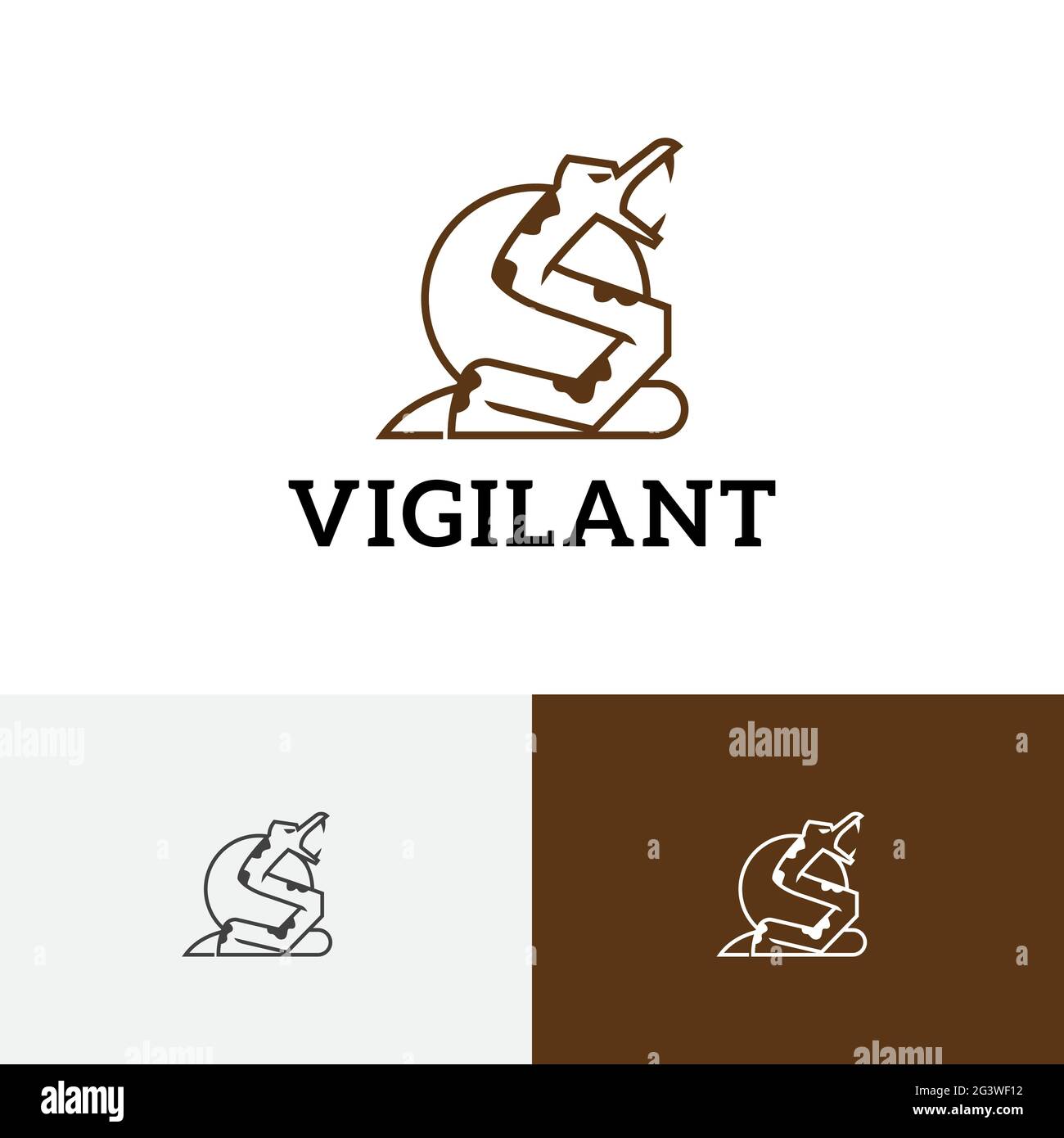 Logo der „Vigilant Snake Serpent Ready to Attack Wildlife Animal Line“ Stock Vektor