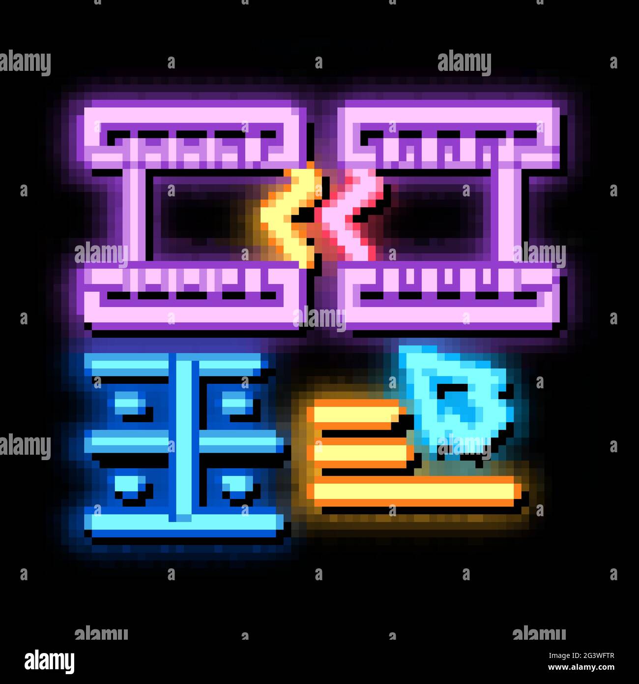 Abbildung des Symbols für das Schneiden von Filmstreifen mit Neonlicht Stock Vektor