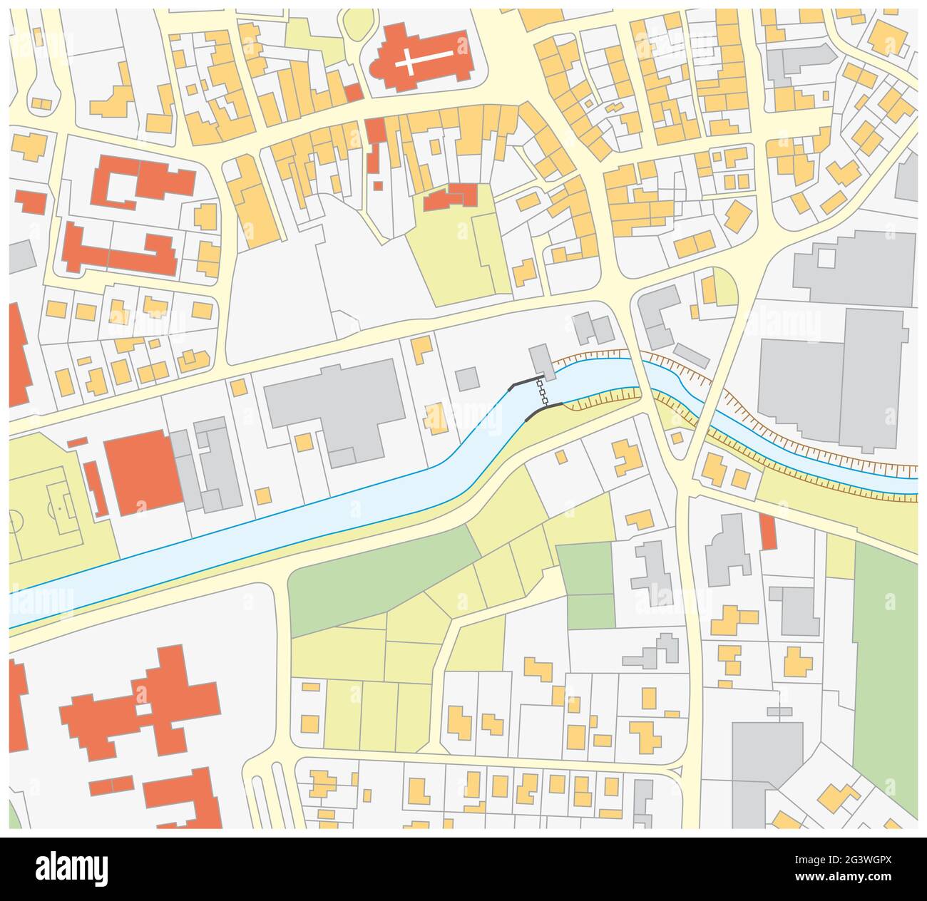 Imaginäre av Karte von einem Bereich mit Gebäuden und Straßen Stockfoto
