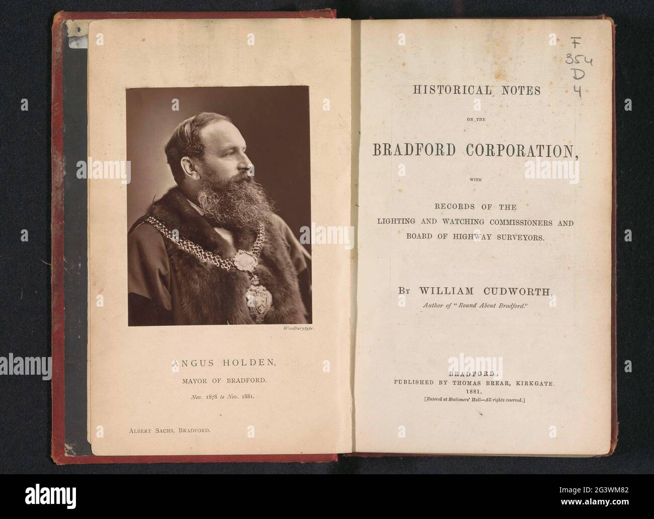 Historische Notizen über die Bradford Corporation mit Aufzeichnungen über die Beleuchtung und Überwachung Kommissare und Board of Highway Surveyors. . Stockfoto