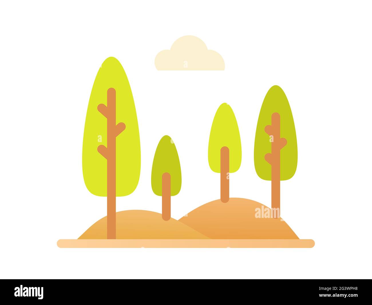Hill Valley einzelnes isoliertes Symbol mit Vektorgrafik im flachen Stil Stockfoto