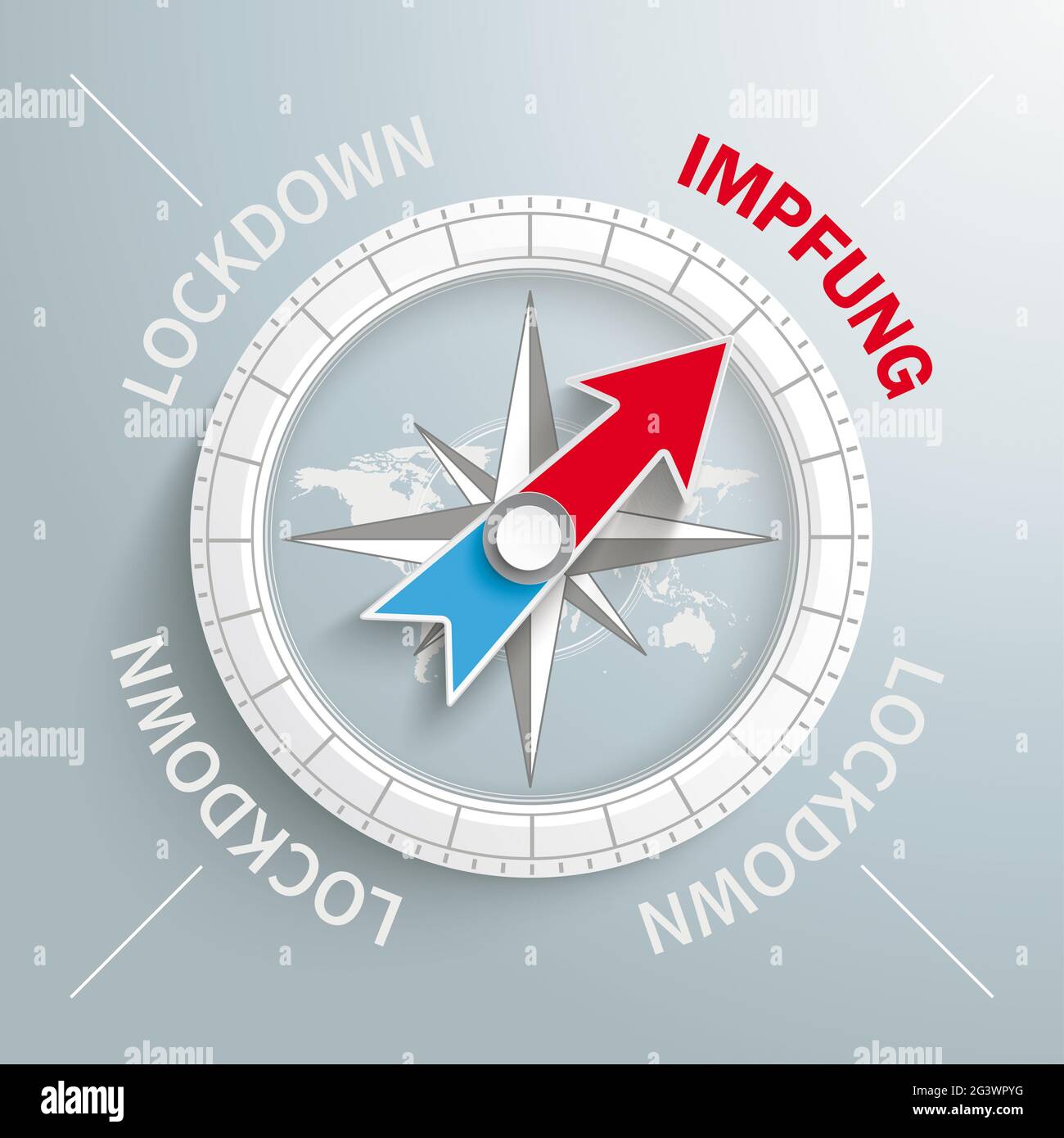 Compass Impfung Lockdown Stockfoto