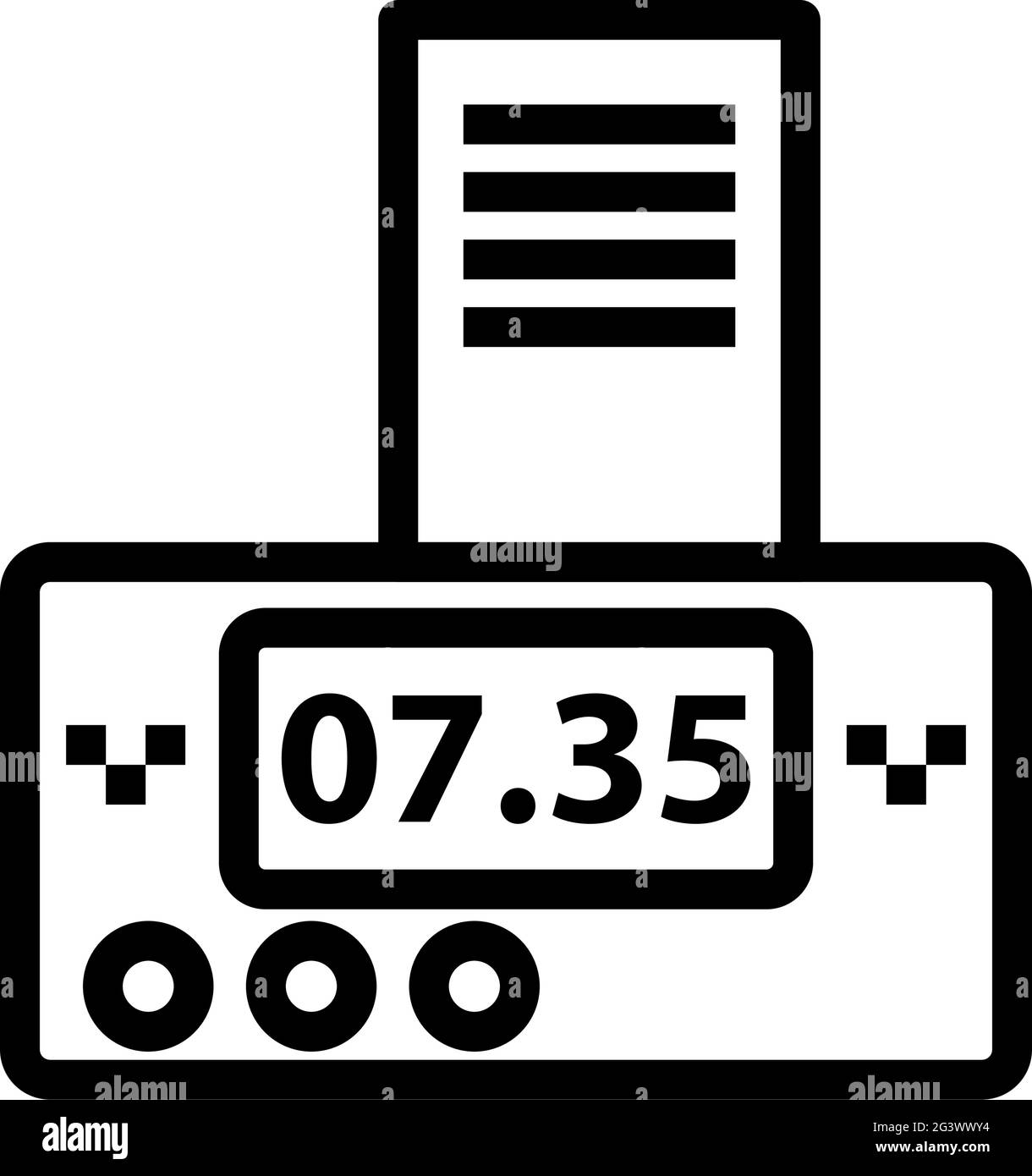 Taxameter Mit Belegsymbol. Auffälliges Design mit bearbeitbarer Konturbreite. Vektorgrafik. Stock Vektor