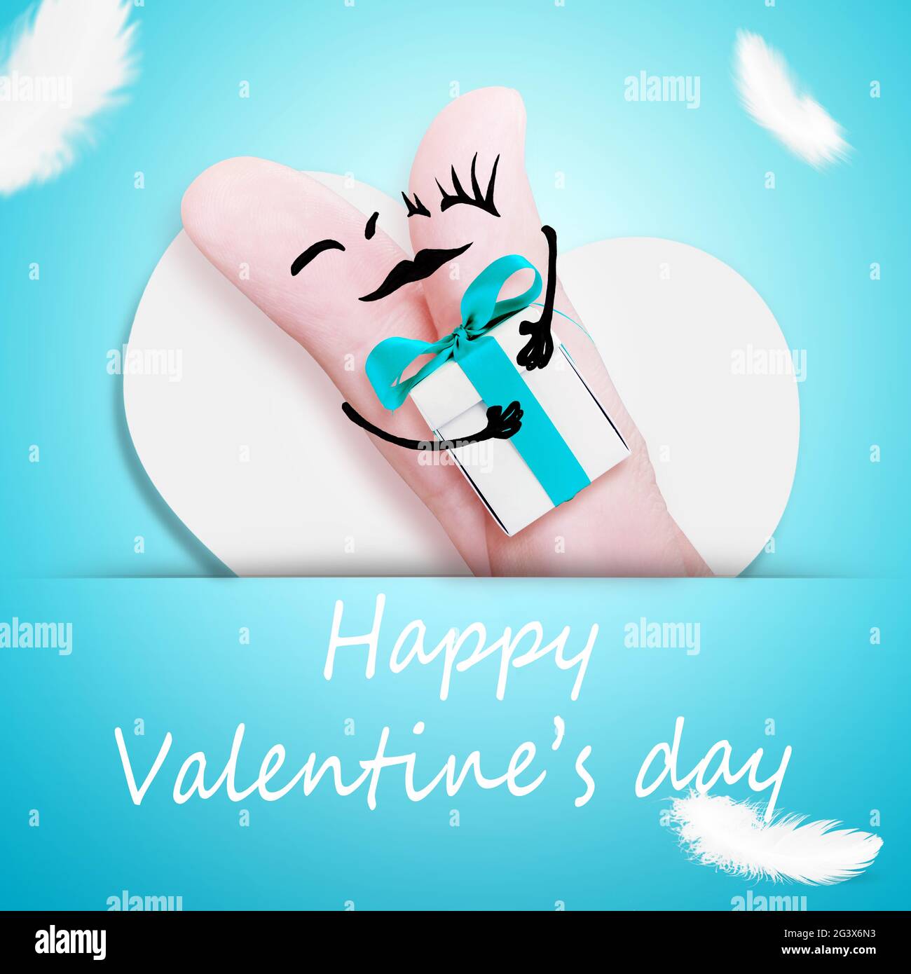 Happy Finger paar in der Liebe feiern Valentinstag. 3d-Illustration. Stockfoto