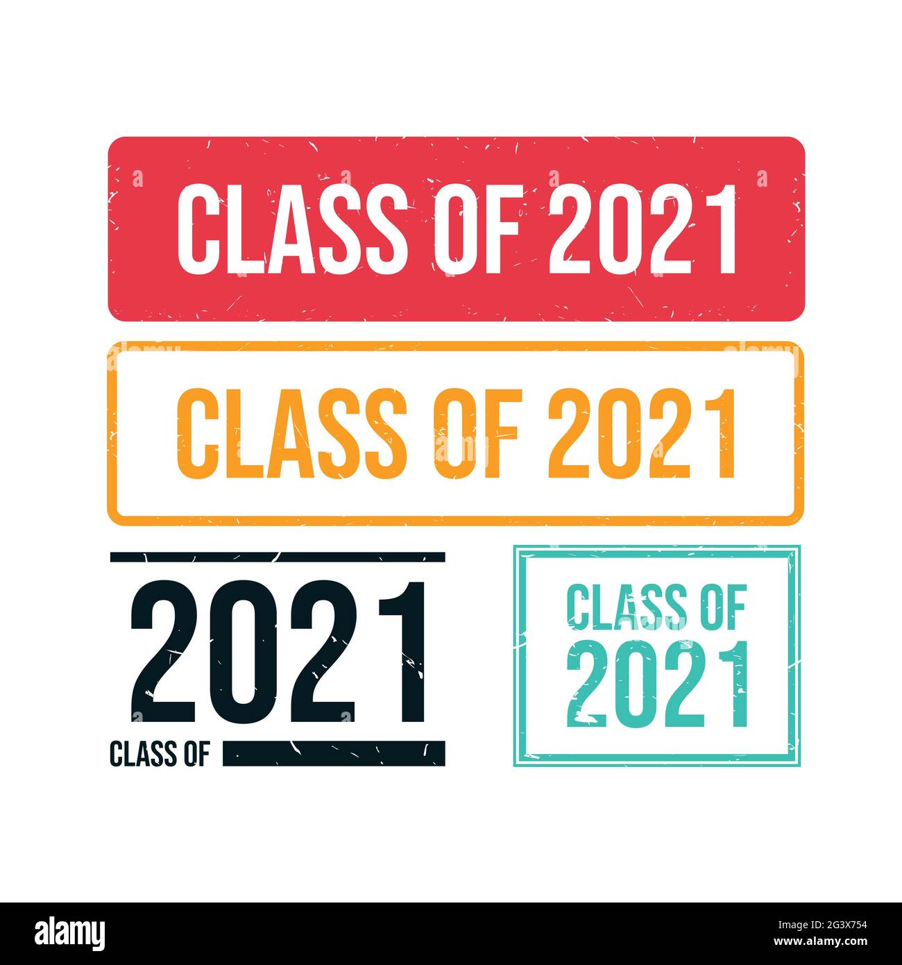 Grunge Klasse 2021 strukturiertes Stempelvektorbild. BRIEFMARKENKLASSE von 2021 mit Abrieb auf weißem Hintergrund. Der Grunge-Stil. Vektorgrafik Stock Vektor
