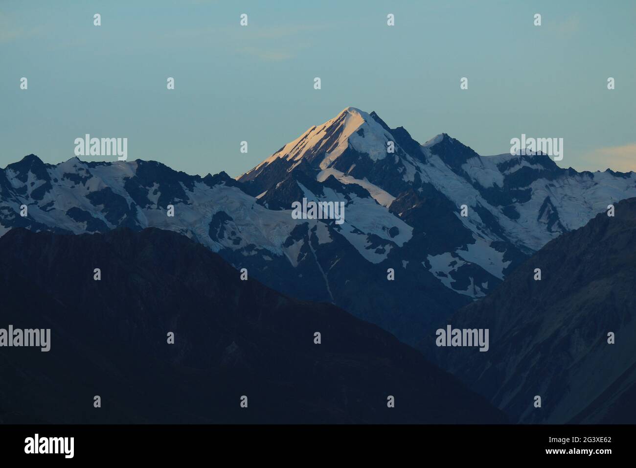 Mount La Perouse bei Sonnenuntergang. Stockfoto