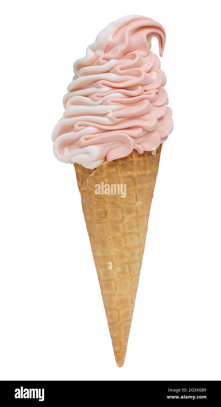 Weiches Eis mit Himbeer-Vanille Stockfoto