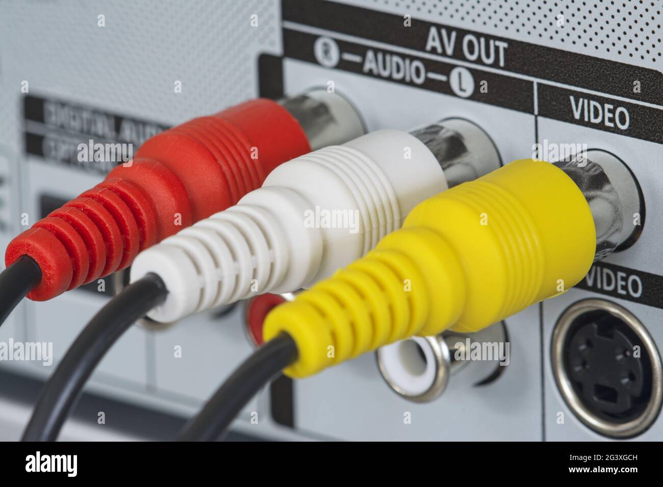 Cinch-Stecker, Video und Audio Stockfoto