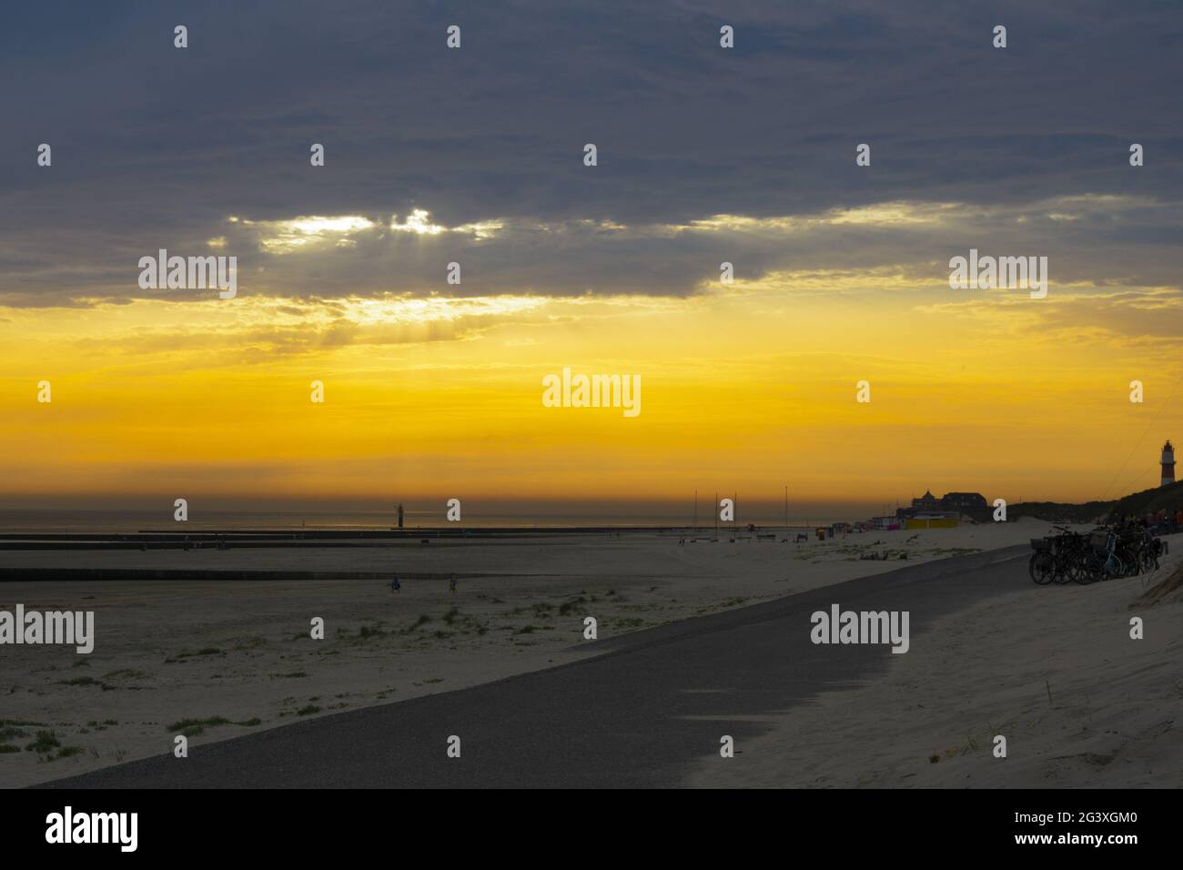 Abendlicht an der Südküste der Insel Borkum Stockfoto
