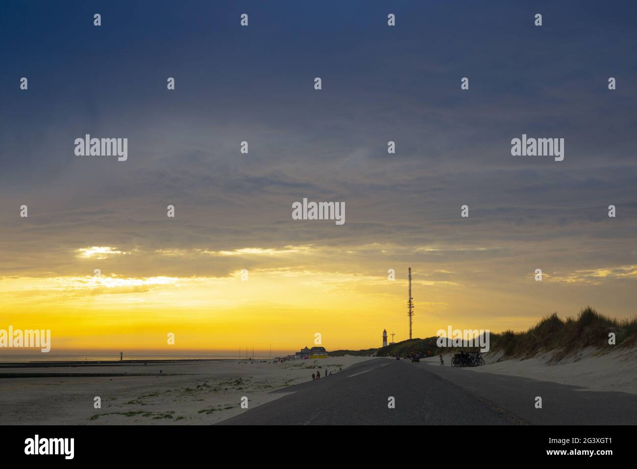 Abendlicht an der Südküste der Insel Borkum Stockfoto