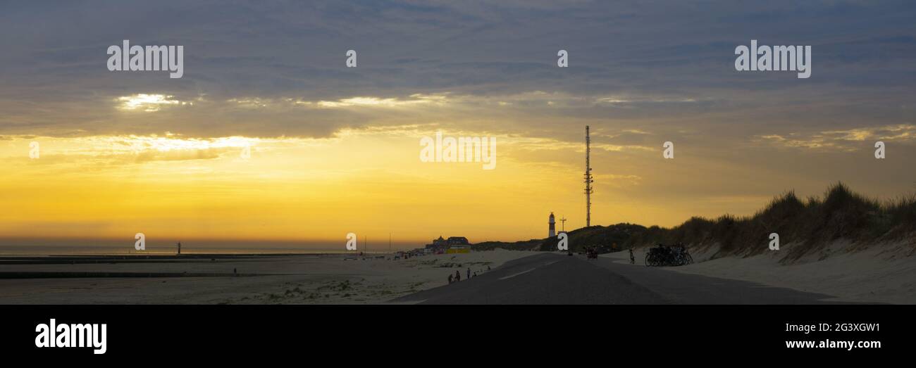 Abendlicht an der Südküste der Insel Borkum Stockfoto